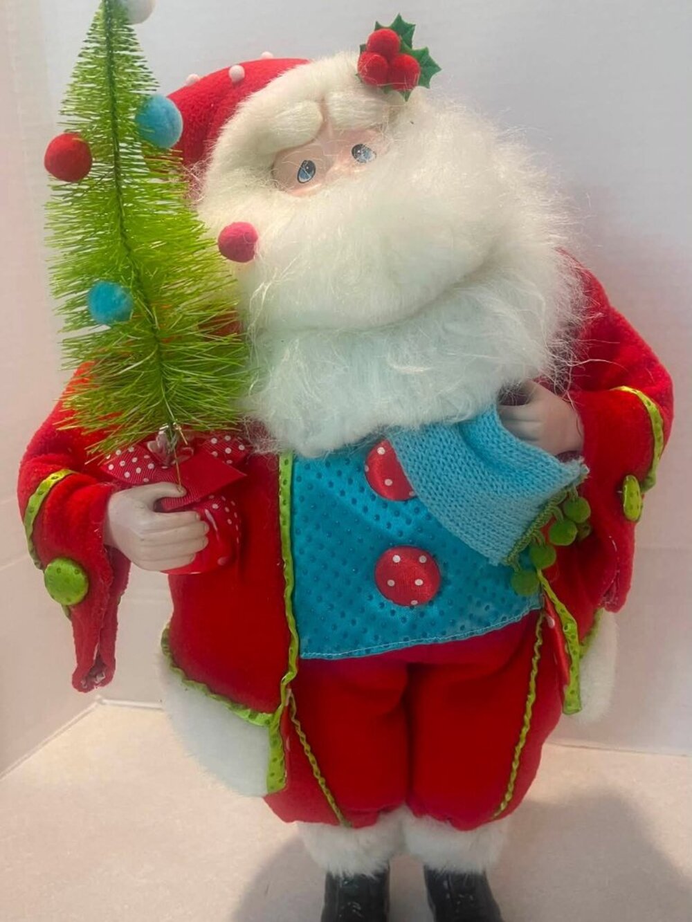 VINTAGE.. SANTA HOME DECOR .. CRACKER BARREL.. 18" with BOX` PEACE`LOVE-PRESENT